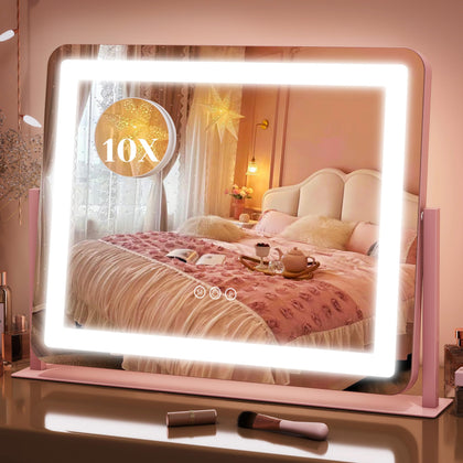 Miroir de maquillage FENNIO 22''x17'' avec lumière rose