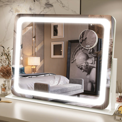 Miroir de maquillage FENNIO 22''x17'' vue de face avec lumière