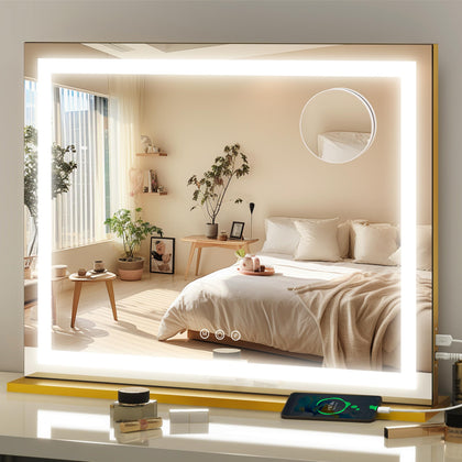 Miroir de maquillage FENNIO 23" x 18" avec éclairage LED en position verticale