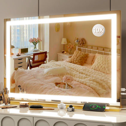 Miroir de maquillage FENNIO 32" x 22" vue avant avec éclairage