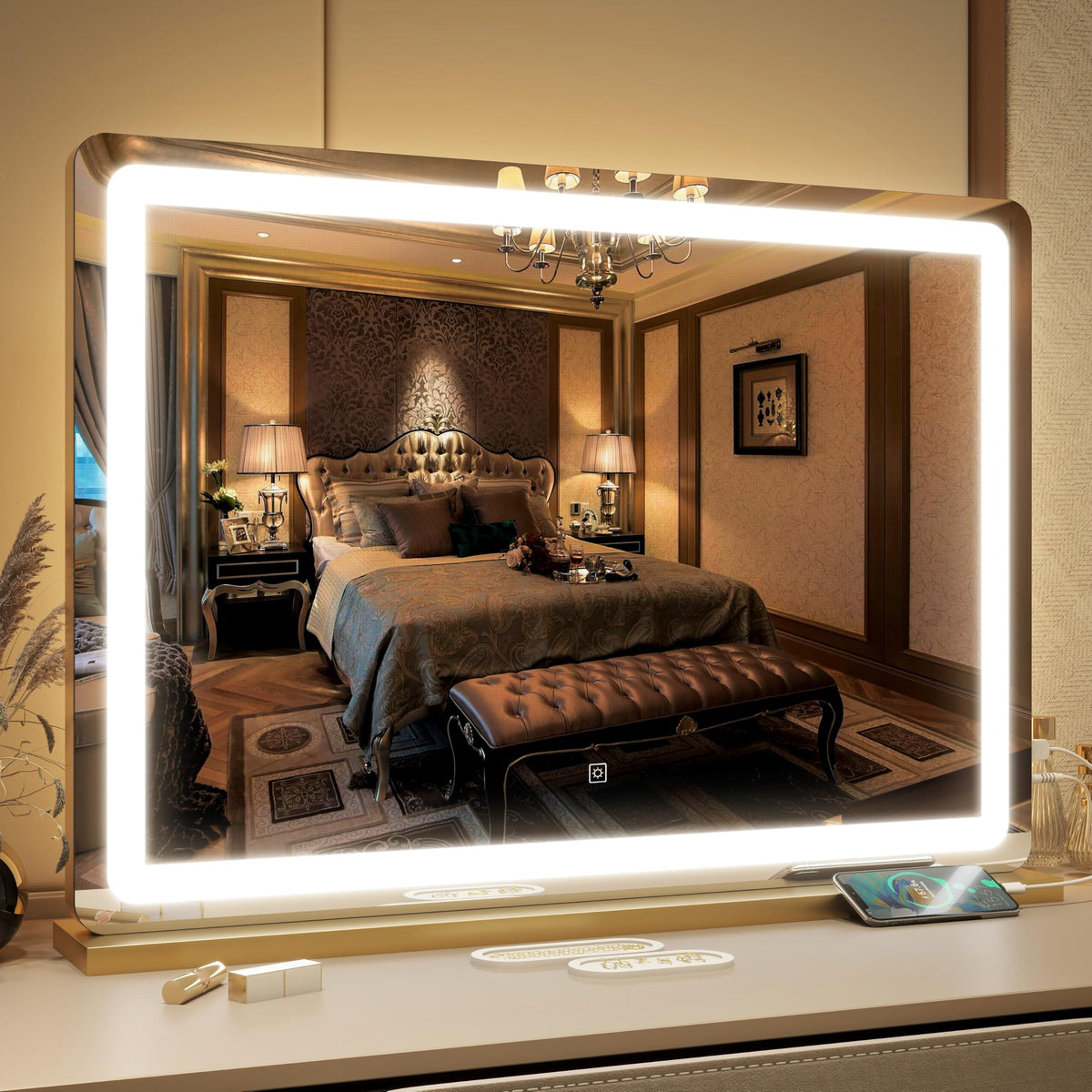 Miroir de maquillage FENNIO 32"x22" avec éclairage LED avant