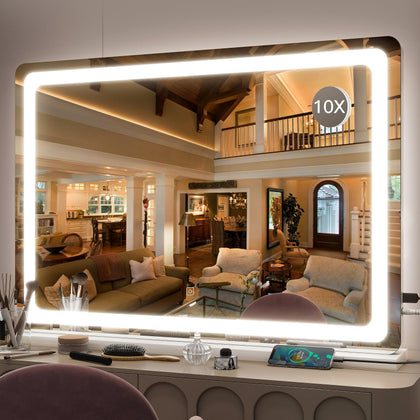 Miroir de maquillage FENNIO 32"x22" vue avant avec éclairage