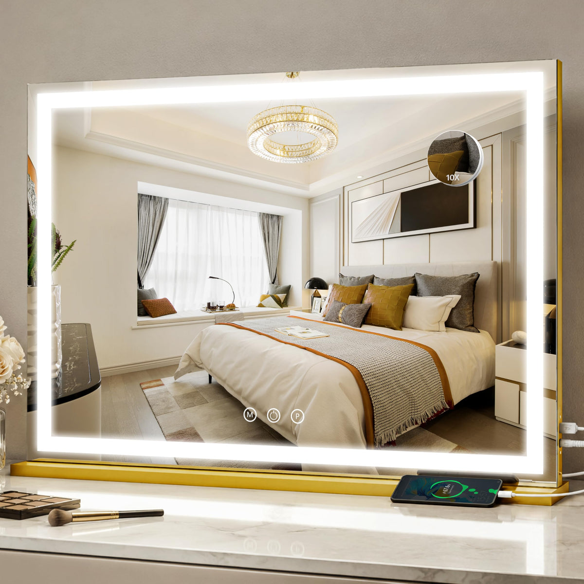 Miroir de maquillage FENNIO 35,5" x 27" avec éclairage LED