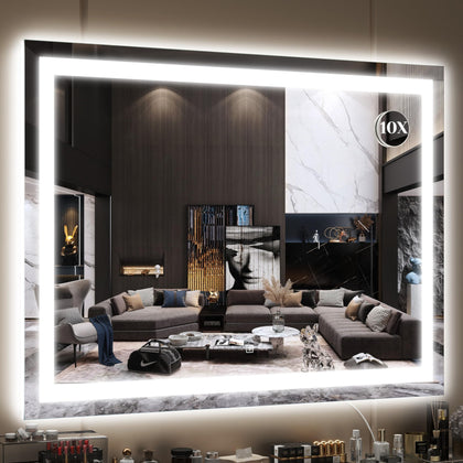 Miroir de maquillage FENNIO 40" x 28" vue frontale avec éclairage