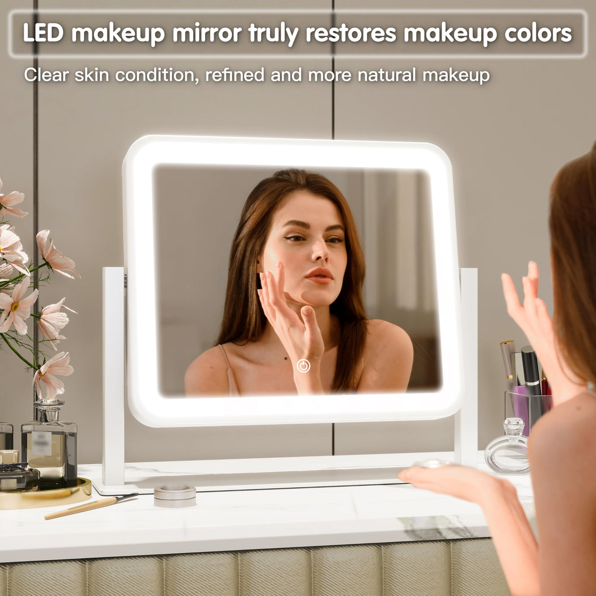 Miroir de maquillage FENNIO avec lumière chaude