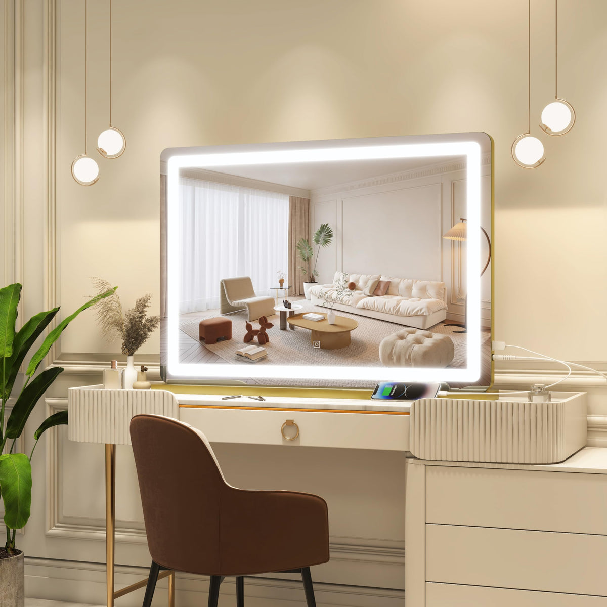 Miroir de maquillage FENNIO en lumière naturelle