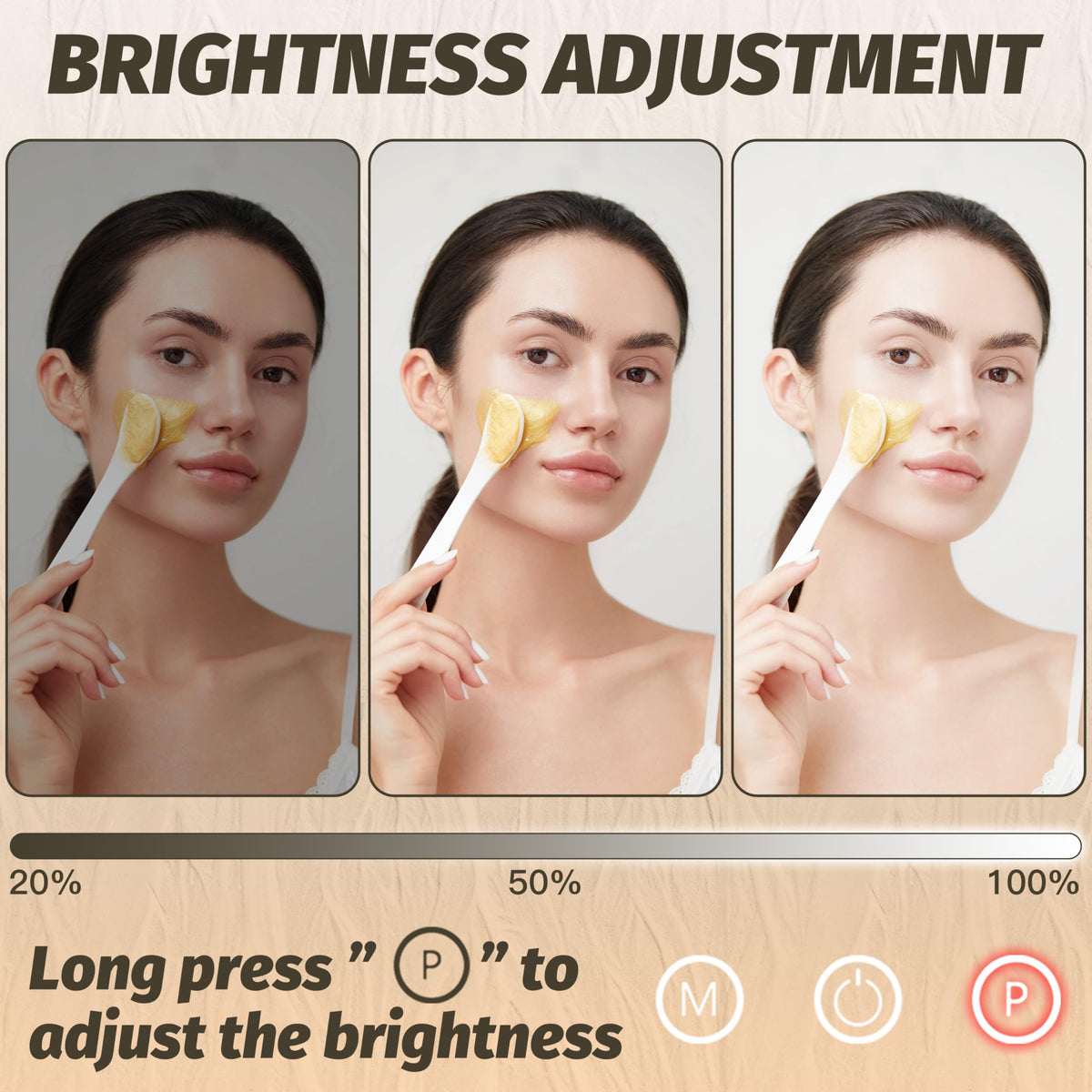 Miroir de maquillage FENNIO en position inclinée pour un meilleur angle