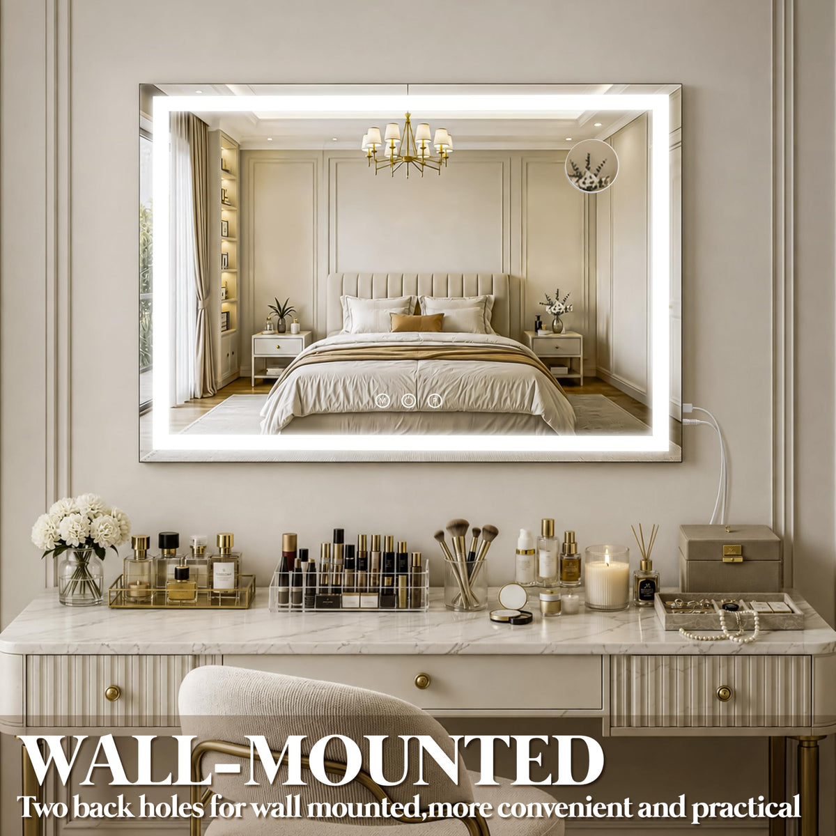 Miroir de maquillage FENNIO sur un bureau