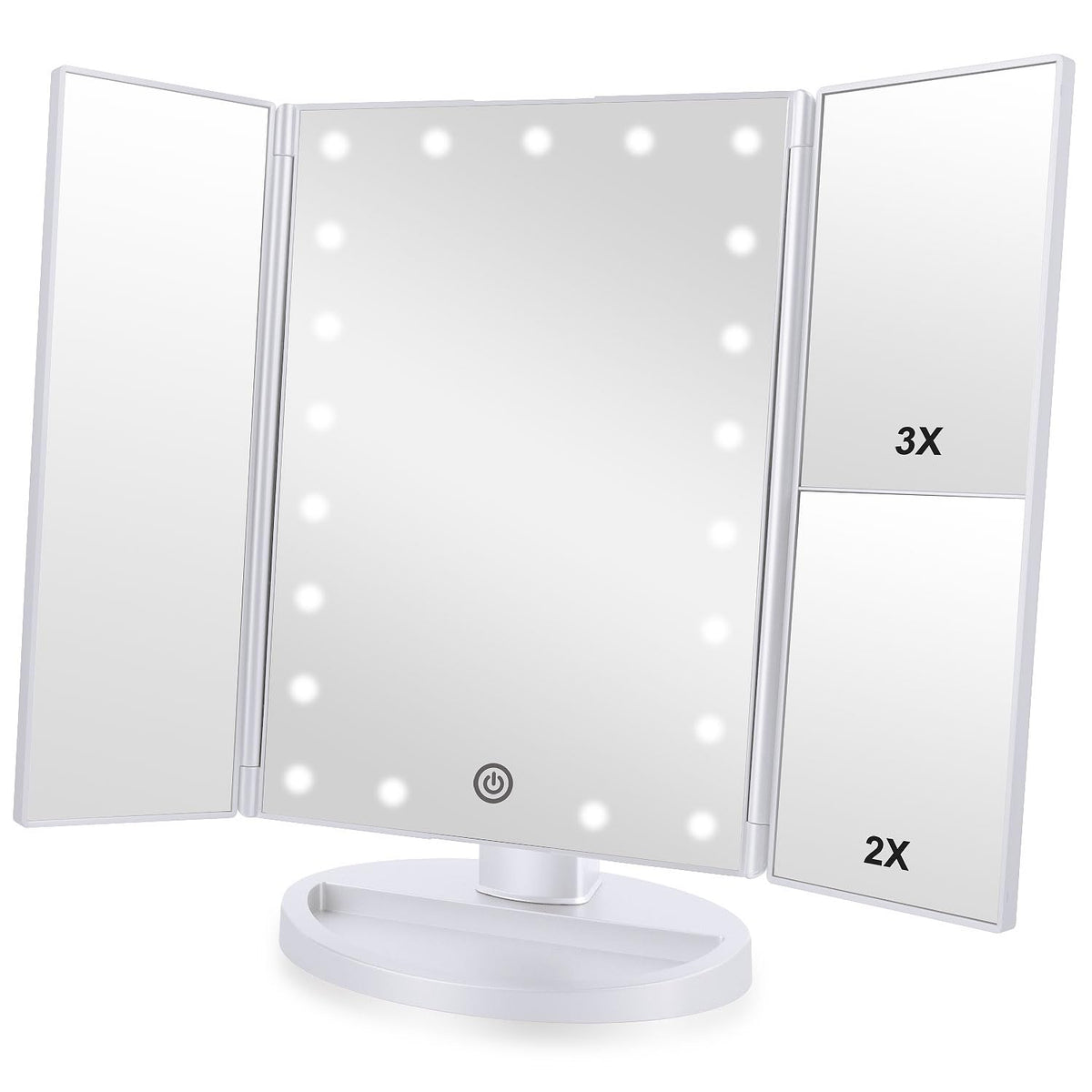 Miroir de maquillage Flymiro tri-fold avec lumière LED