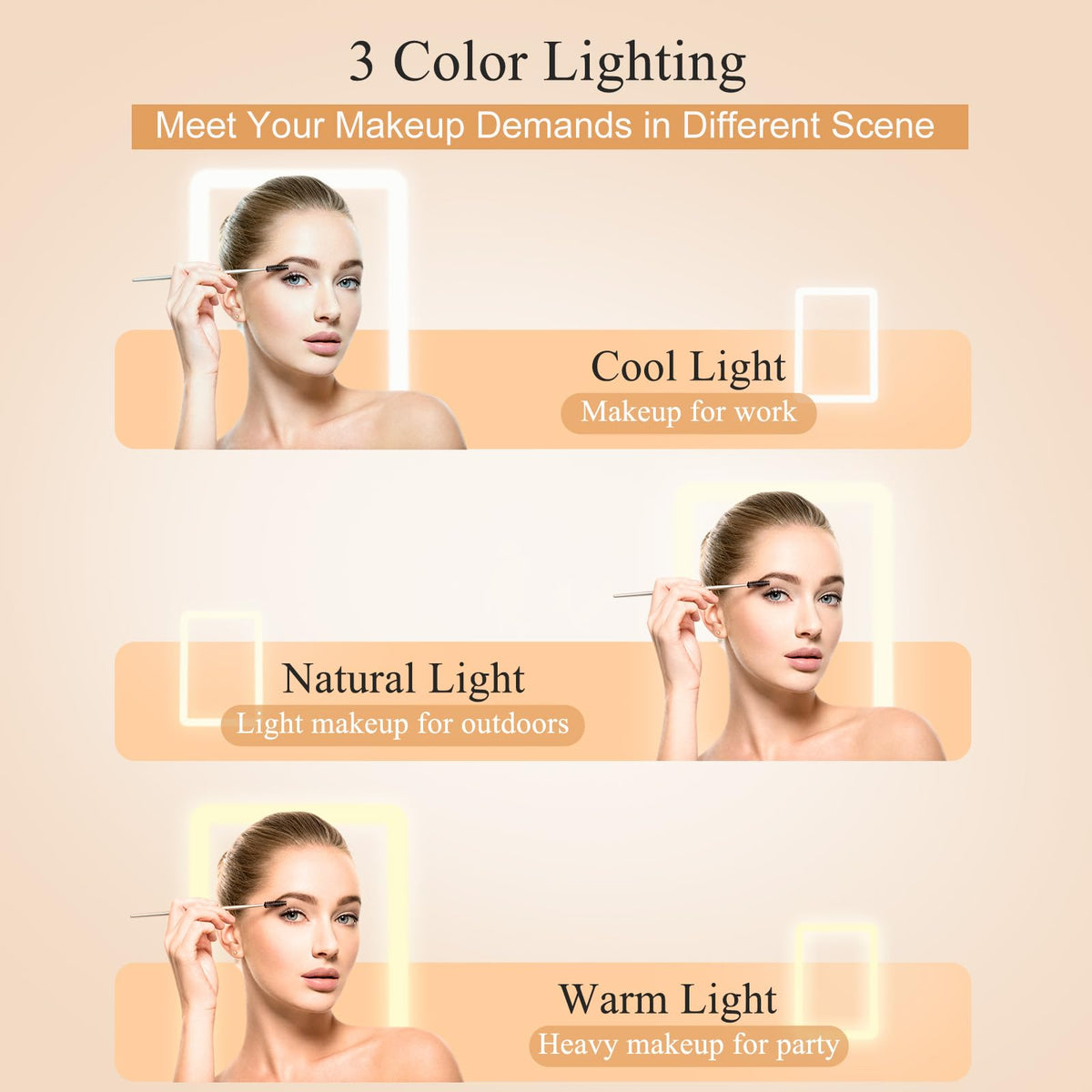 Miroir de maquillage FUNTOUCH plié pour le transport