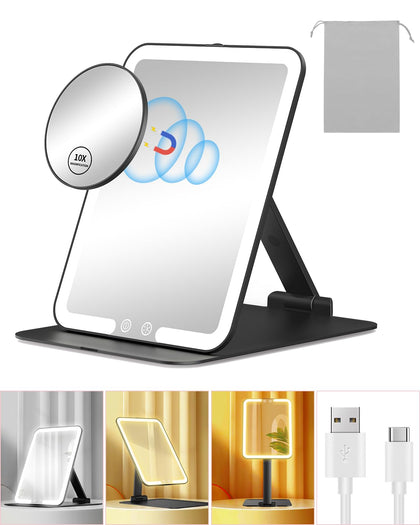 Miroir de maquillage Gospire portable avec lumière LED