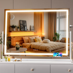 Miroir de maquillage Hasipu 39,4" x 28,3" avec éclairage LED