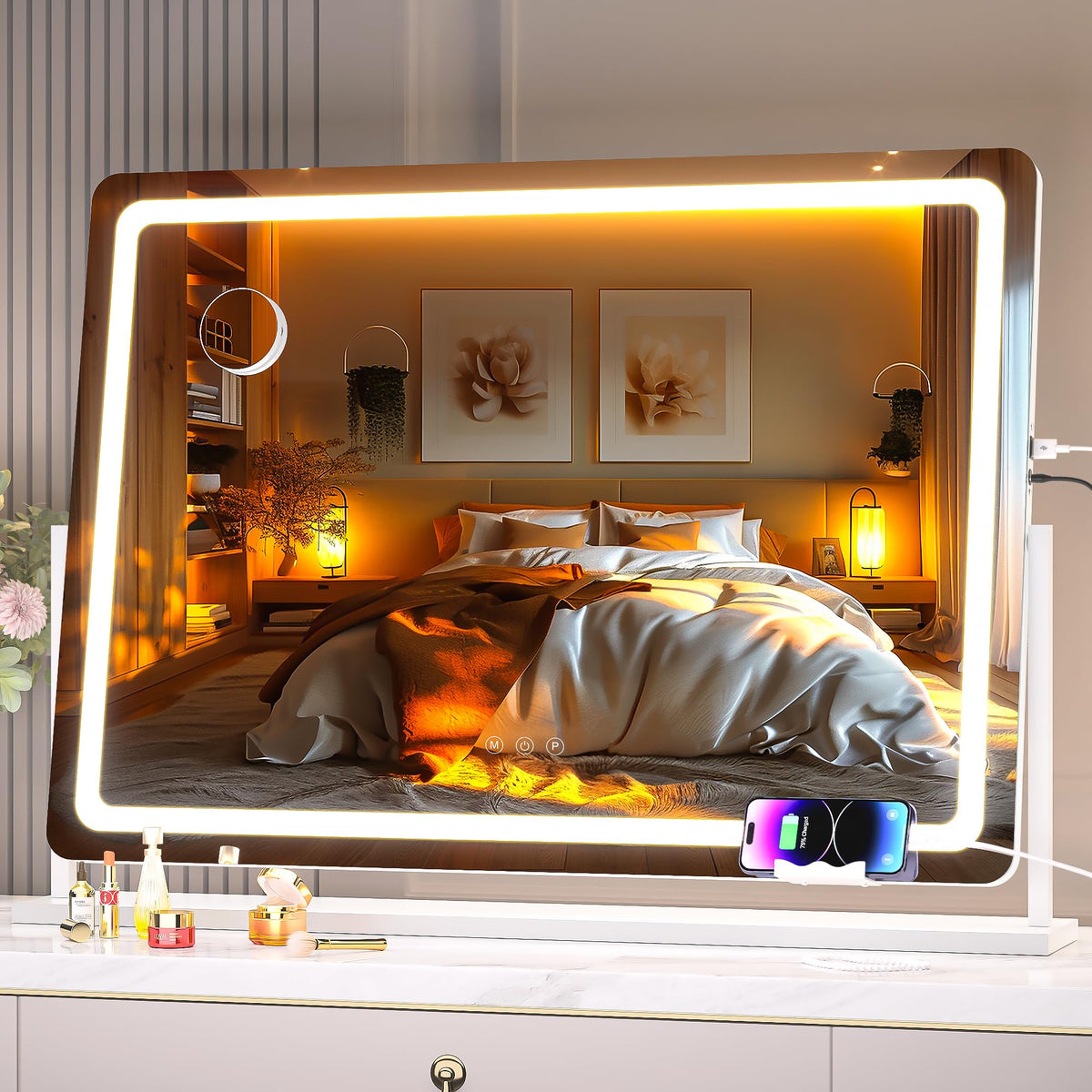 Miroir de maquillage Hasipu 40" x 29" avec lumière LED