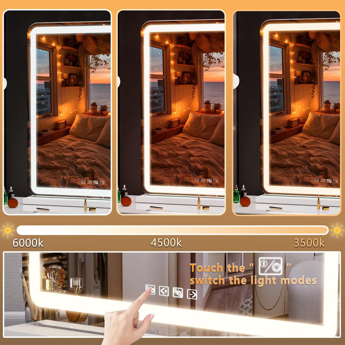 Miroir de maquillage Hasipu avec éclairage LED