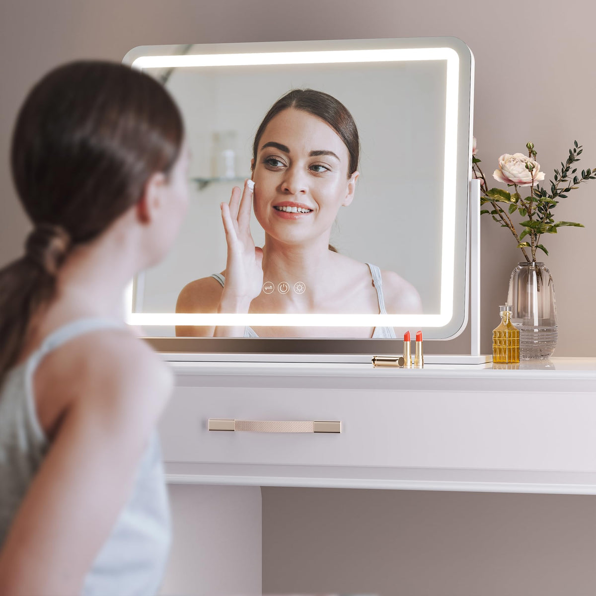 Miroir de maquillage Hasipu avec réglages de luminosité et température