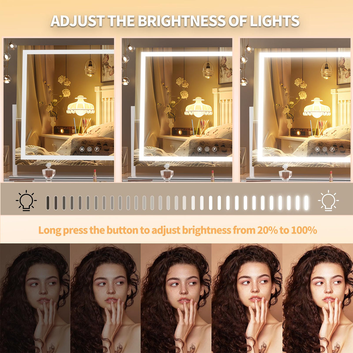 Miroir de maquillage Hasipu en mode éclairage naturel