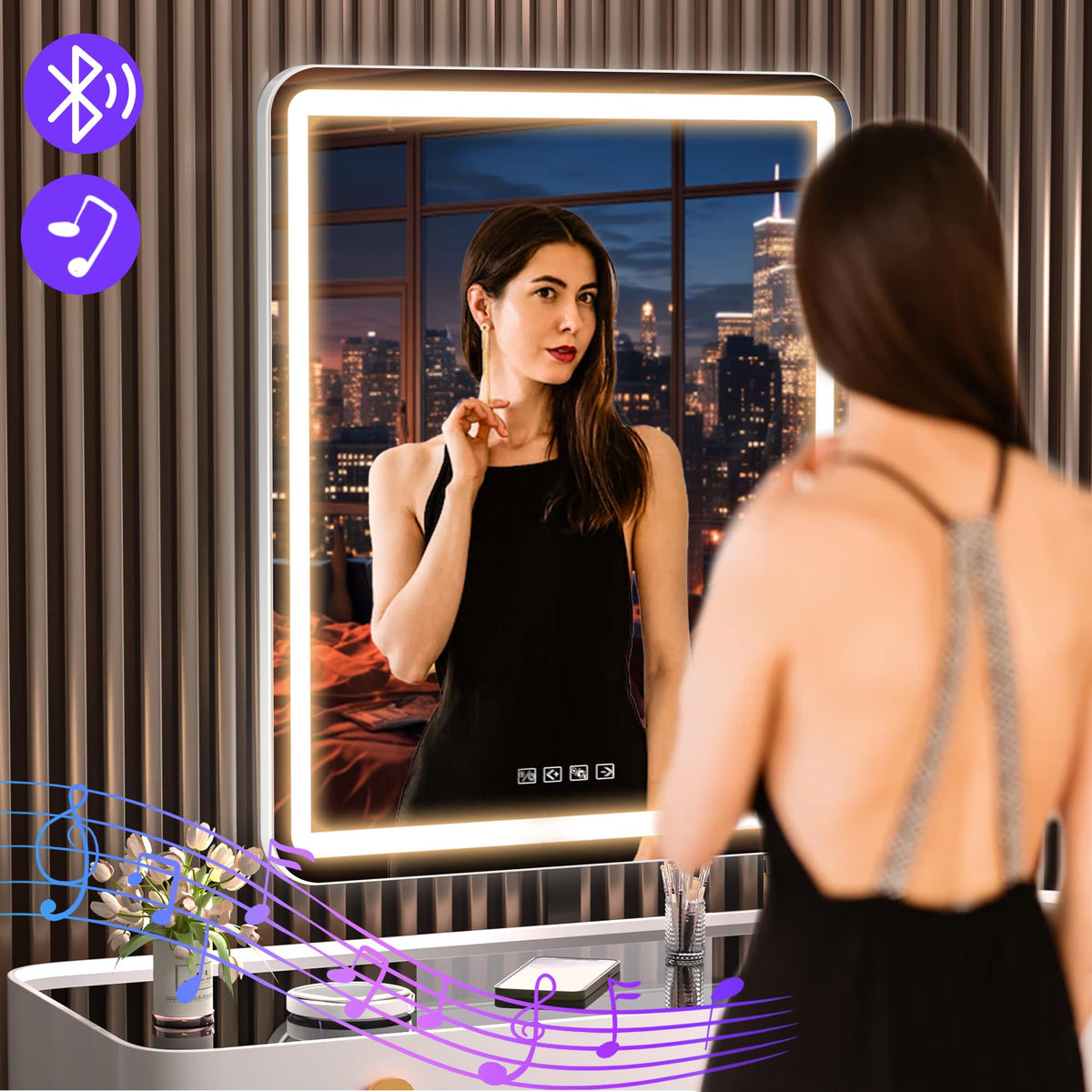 Miroir de maquillage Hasipu installé sur un bureau