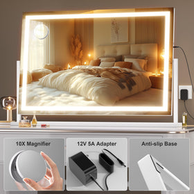 Miroir de maquillage Hasipu sur un meuble de beauté