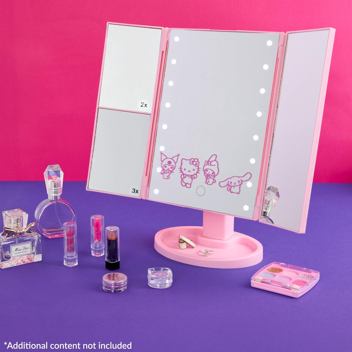 Miroir de maquillage Hello Kitty avec accessoires de beauté