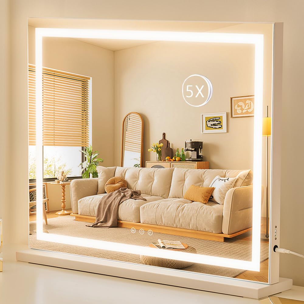 Miroir de maquillage HIEEY éclairé vue avant avec lumières LED