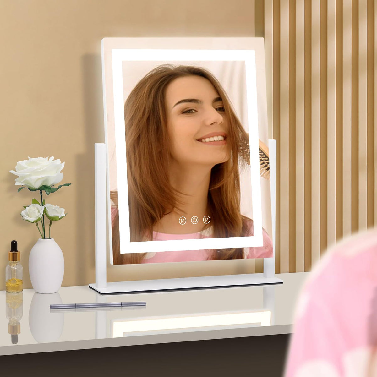 Miroir de maquillage homtang avec câble de chargement USB