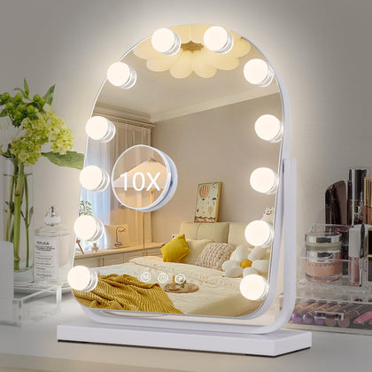 Miroir de maquillage homtang éclairé avant avec 12 ampoules