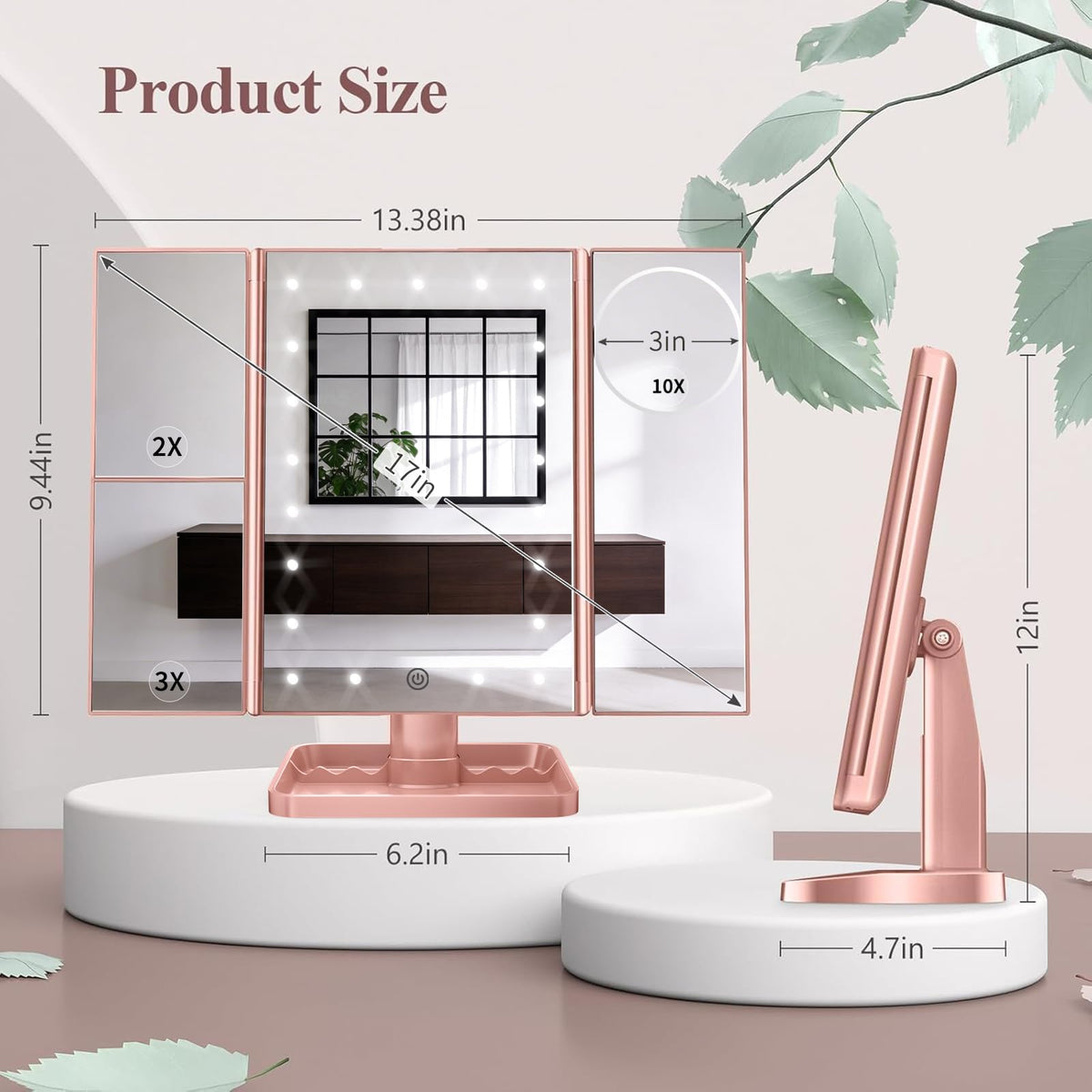 Miroir de maquillage HUONUL avec contrôle tactile
