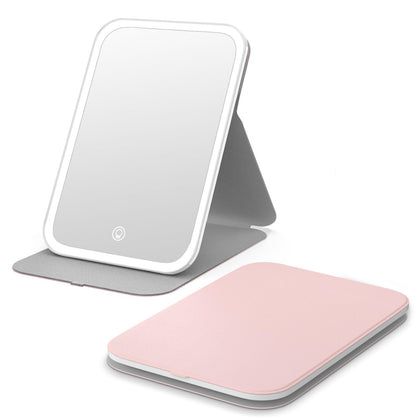 Miroir de maquillage Kintion rose avec éclairage LED devant