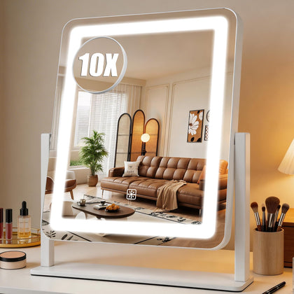 Miroir de maquillage LED Bearolve 15"×12,2" vue avant avec éclairage