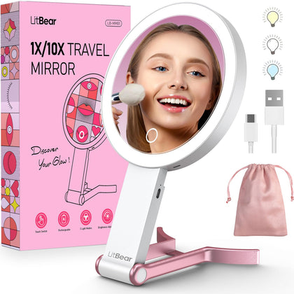 Miroir de maquillage LitBear avec éclairage LED, vue de face
