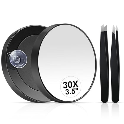 Miroir de maquillage MIYADIVA 30X vue de face avec ventouse
