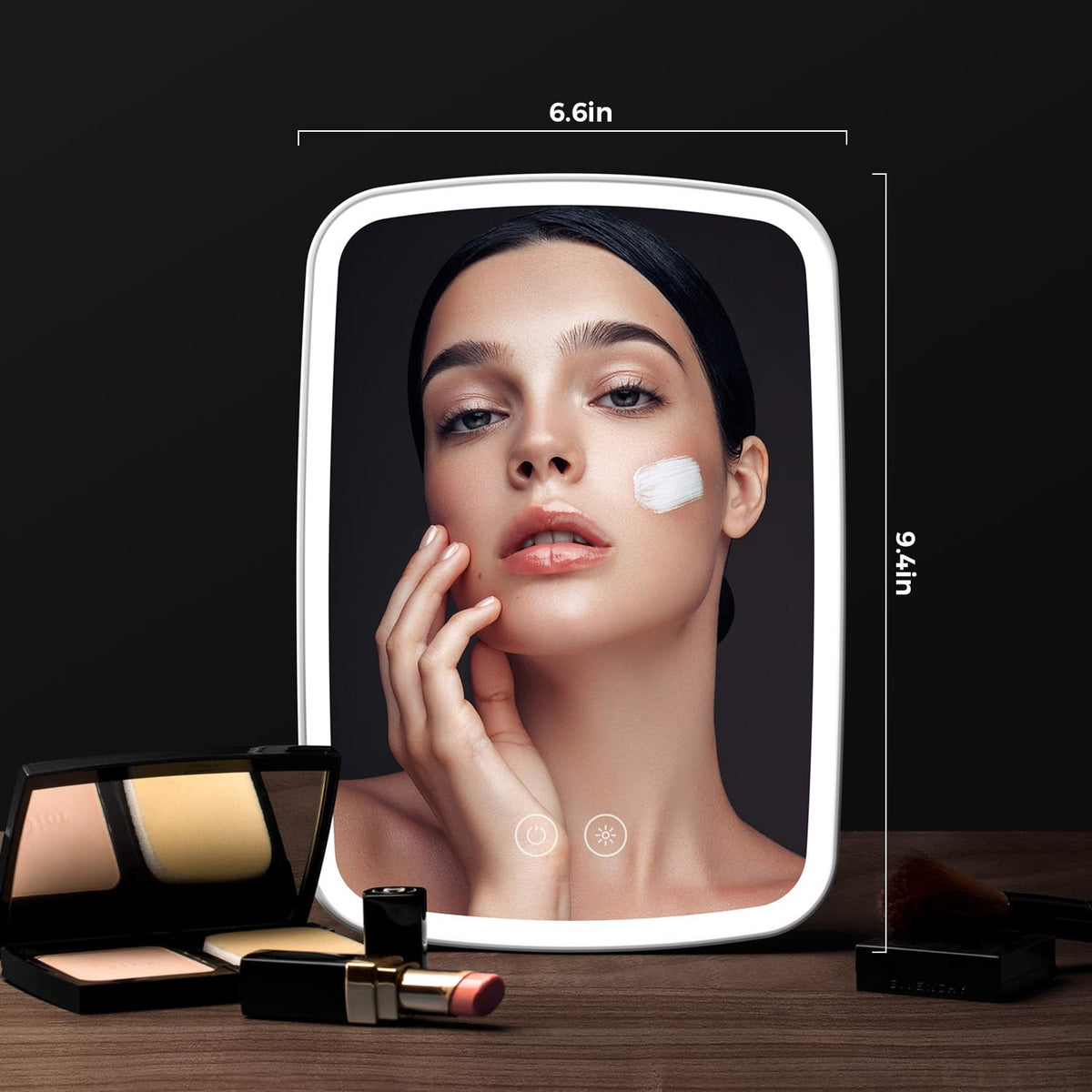 Miroir de maquillage NEZZOE vu de dos avec design élégant