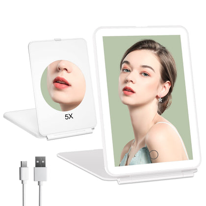 Miroir de maquillage portable FUNTOUCH, vue avant avec éclairage LED
