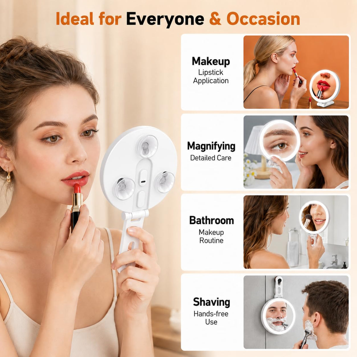Miroir de maquillage portable sicotool avec ventouse