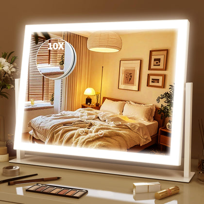 Miroir de maquillage ROLOVE 16,3 x 12,6 pouces vue de face avec éclairage LED