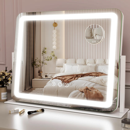 Miroir de maquillage ROLOVE 22" × 17" vue de face avec éclairage