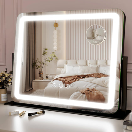 Miroir de maquillage ROLOVE 22x17 pouces avec éclairage LED frontal