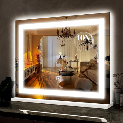 Miroir de maquillage ROLOVE 22x19 pouces vue avant avec éclairage LED
