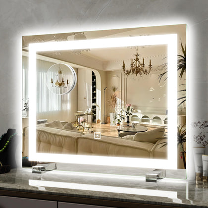 Miroir de maquillage ROLOVE 22x20 pouces avec éclairage LED avant