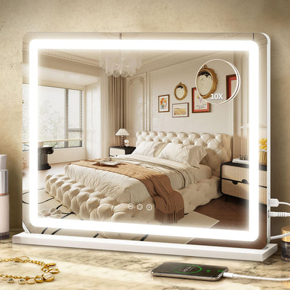 Miroir de maquillage ROLOVE 23"x18" vue de face avec éclairage