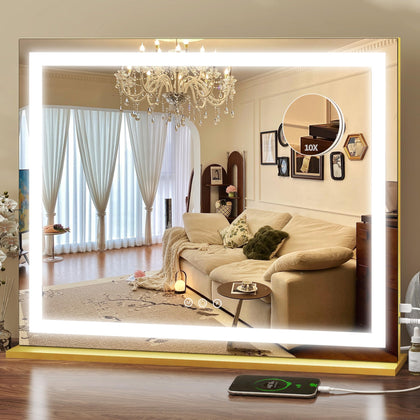 Miroir de maquillage ROLOVE 23x18 pouces avec lumières LED frontal