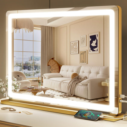 Miroir de maquillage ROLOVE 32" x 22" vue avant avec éclairage