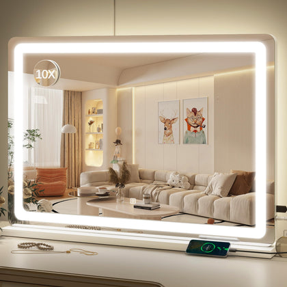 Miroir de maquillage ROLOVE 32" x 22" vue avant avec éclairage LED