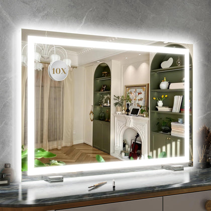 Miroir de maquillage ROLOVE 32x22 pouces avec éclairage LED avant