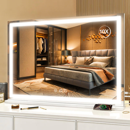 Miroir de maquillage ROLOVE 35,5" x 27" vue avant avec lumière LED