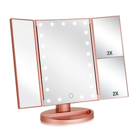 Miroir de maquillage tri-fold éclairé Flymiro vue avant