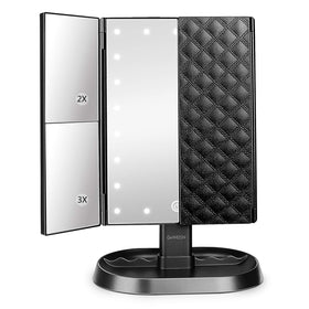 Miroir de maquillage trifold deweisn avec éclairage LED avant