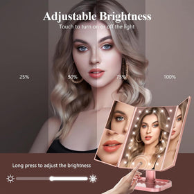 Miroir de maquillage trifold HUONUL avec zoom 10X