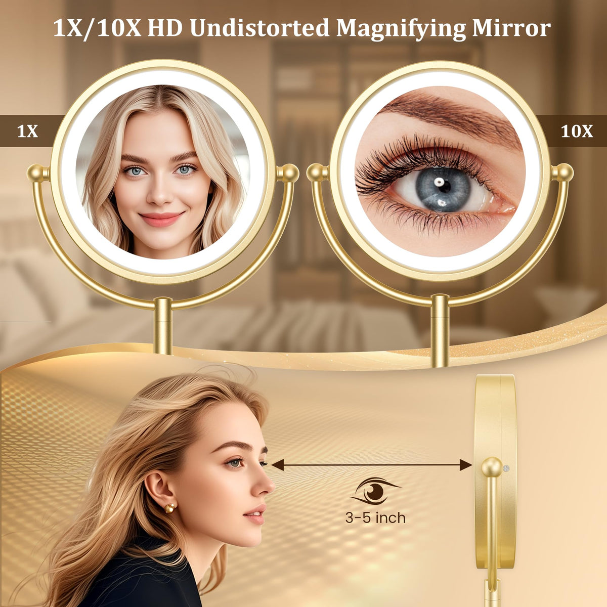 Miroir de Maquillage VESAUR 10X avec grossissement à 360°