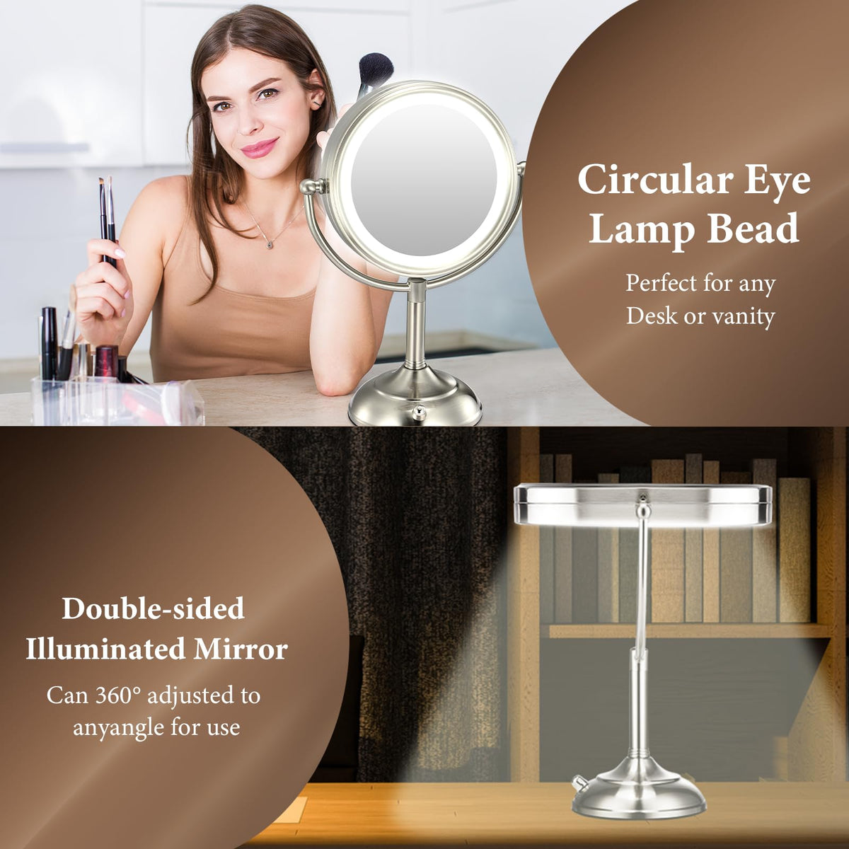 Miroir de maquillage VESAUR avec rotation à 360 degrés